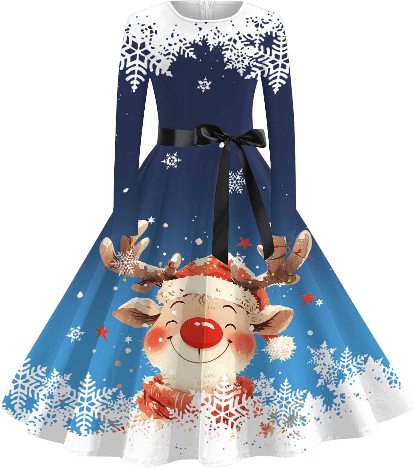 Flared Swing Party Dress HAOLEI Christmas Dress For Women Reindeer & Cat Print, Round Neck Half Sleeve, Flared A-Line Swing Dress For Parties Christmas Novelty Dresses Flared Swing Party Dress HAOLEI Christmas Dress For Women Reindeer & Cat Print, Round Neck Half Sleeve, Flared A-Line Swing Dress For Parties Christmas Novelty Dresses