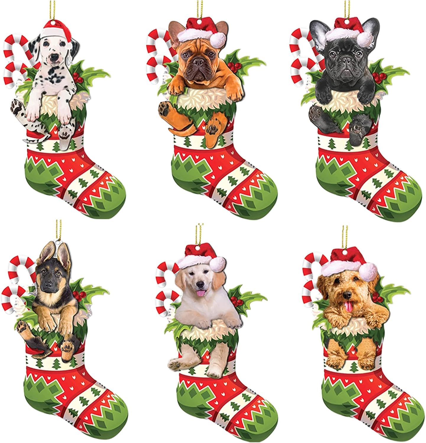 Pet Dog Cat Christmas Stocking Wooden Ornament Holiday Tree