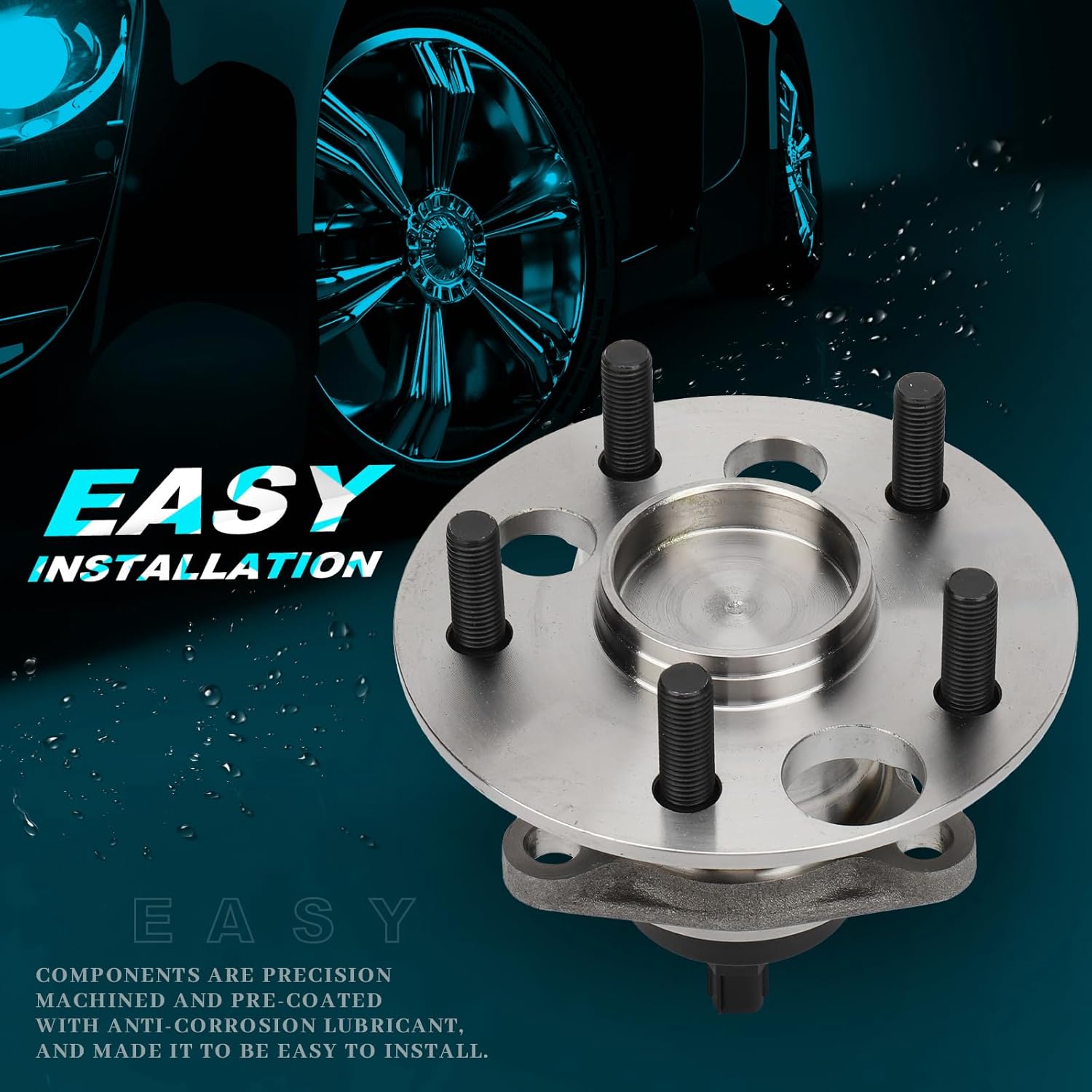 IRONTEK 512418X2 Rear Wheel Hub and Bearing Assembly Compatible for Scion 2008-2015 xB 2.4L L4; 5 Lugs W/ABS 1PCS Wheel Bearing and Hub