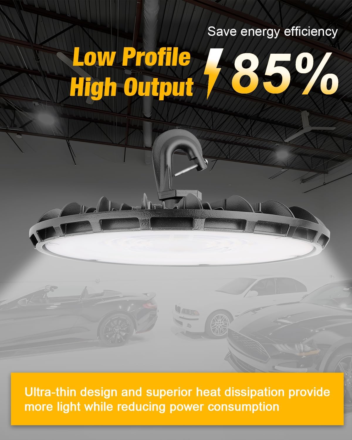 UFO LED High Bay Light 100W 10Pack, High Bay LED Shop lights 5000K 11,000Lm with US Plug, Hanging Hook, Safe Rope, Waterproof Commercial Bay Lighting for Warehouse Factory Barn Shop - UL Listed