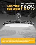 UFO LED Lumière de haute baie 100W 10Pack, Haute baie LED Magasiner les lumières 5000K 11,000Lm avec US Plug, Crochet suspendu, Corde sûre, Éclairage de baie commerciale étanche pour magasin de grange d'usine d'entrepôt - UL Inscrit