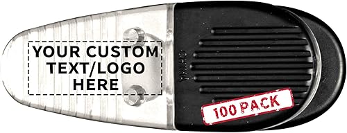 100 soportes magnéticos para notas adhesivas - Texto personalizable, Logo - Clip grande, Plástico - Transparente