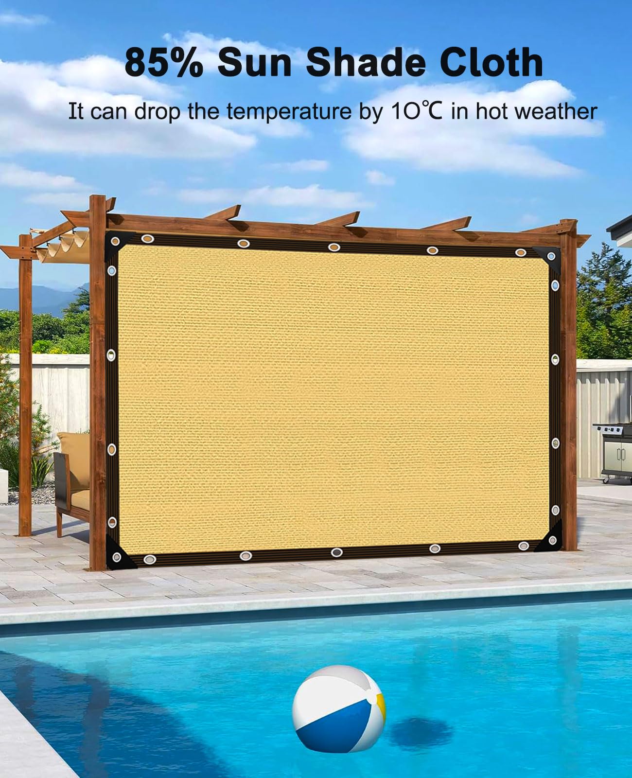 Filet D'ombrage HDPE 95% UV – Exterieur Toile D'ombrage Rectangulaire Anti-Déchirure avec Œillets, Voile D'ombrage Respirant pour Serre, Jardin, Potager, Terrasse, Pergola, Balcon