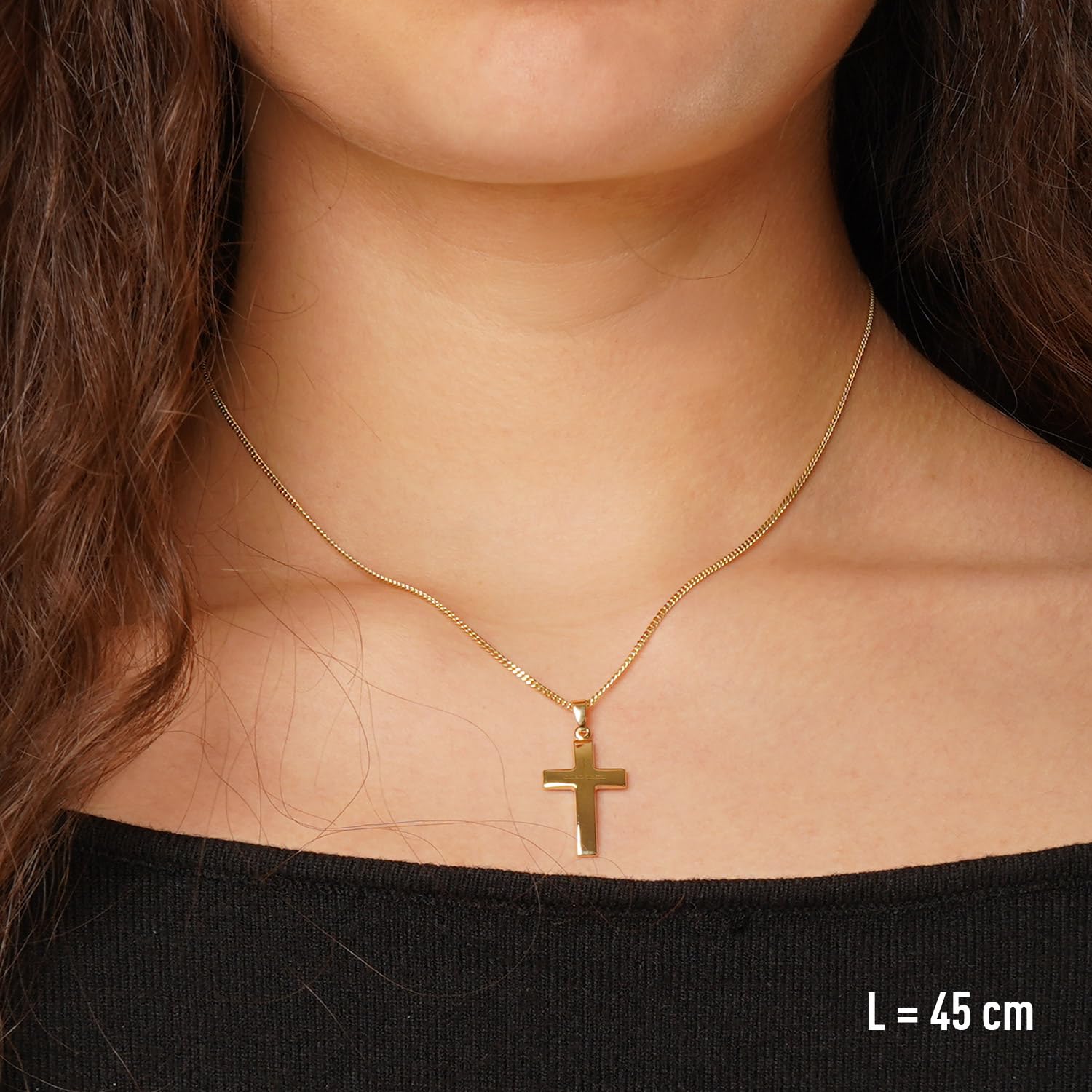 trendor Kreuz-Anhänger Gold 333 (8K) mit vergoldeter Silberkette 21158