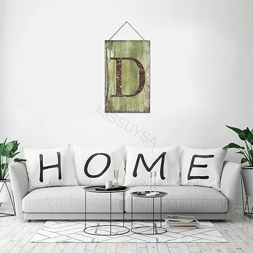 Vista 25 de Letrero colgante de madera con letra J, letrero de madera para decoración del hogar, 26 letras del alfabeto de metal, placa de madera, decoración