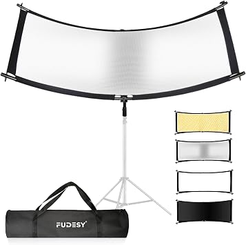 FUDESY 67"x24" Curved Reflector, 4-in-1, U-Shape Clamshell Reflector