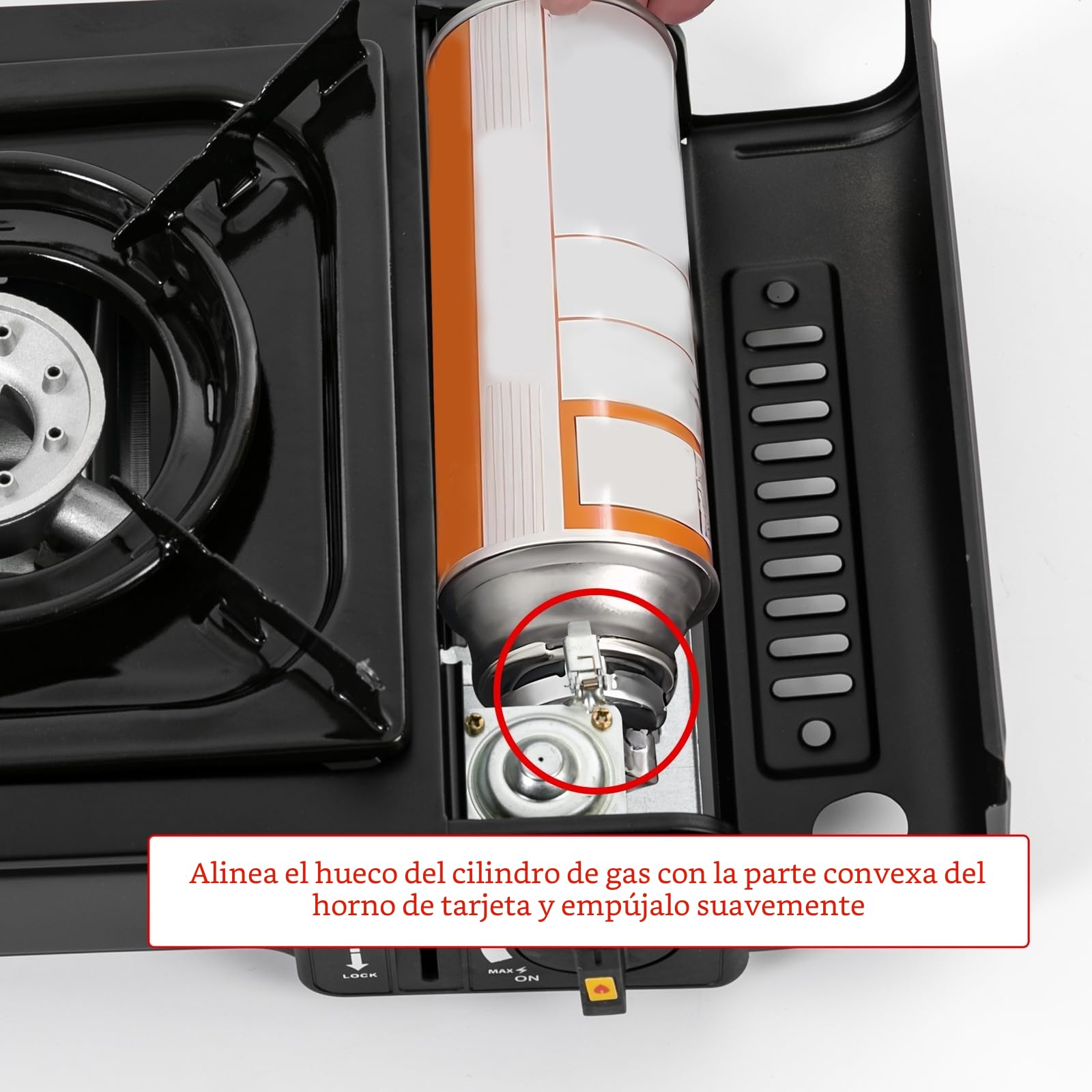 Hornillo de Gas Portátil de 2 Quemadores para Botella, Camping, Barbacoa y Exteriores - Estufa de Aluminio con Placa para Mesa