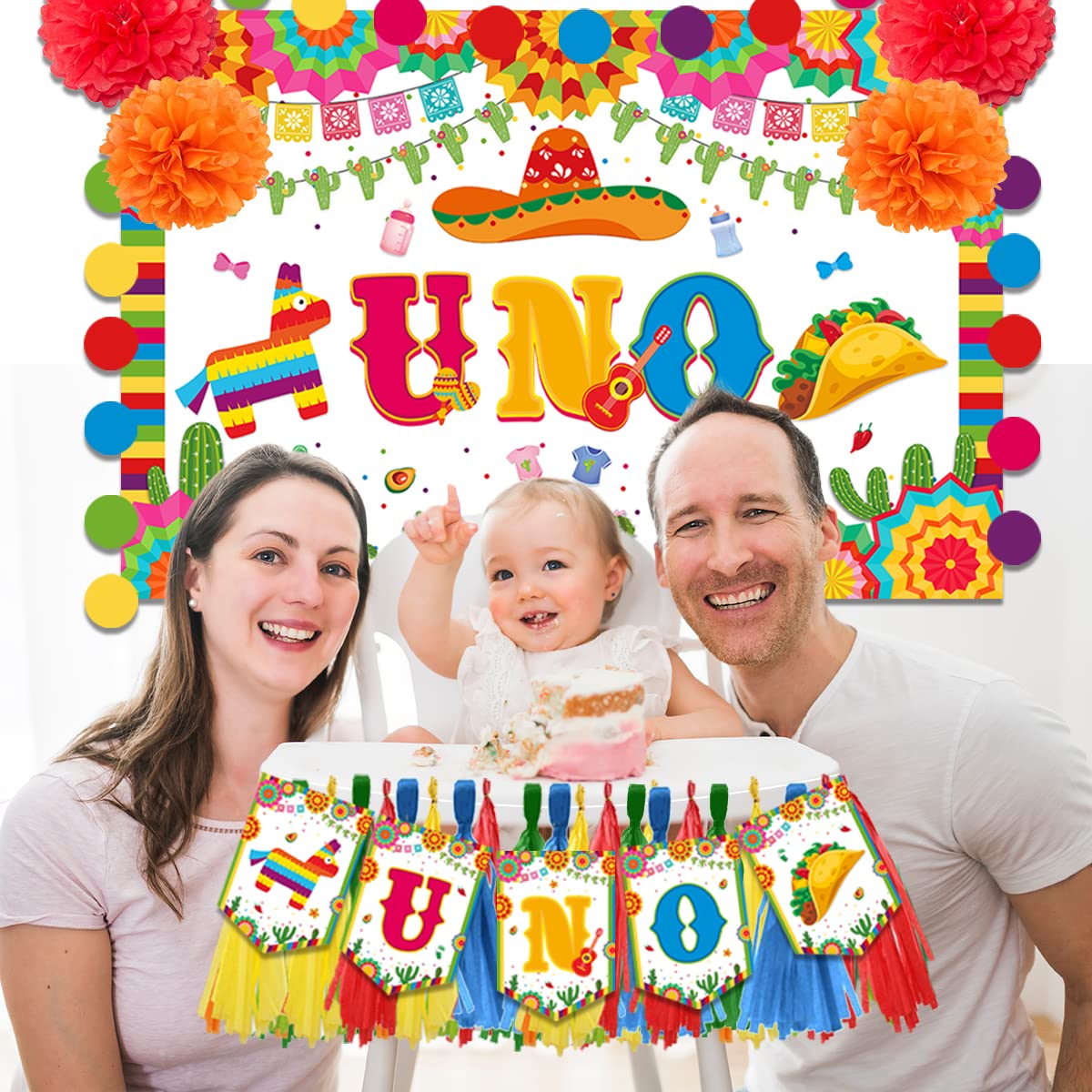 Mexican Fiesta Birthday Balloon Garland Kit - Orange, Blue, Green, Red & Yellow Decor For Cinco De Mayo, Taco Party Backdrop
