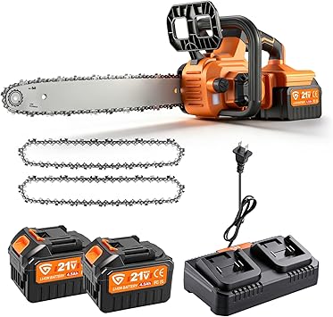 42V 16-Inch Cordless Chainsaw with 2x 4.5Ah Battery & Dual Fast Charger, Brushless Electric Chain Saw, Tool-Free Tensioning, Auto Oiling, Chain Brake, for Tree Wood Cutting Yard Work
