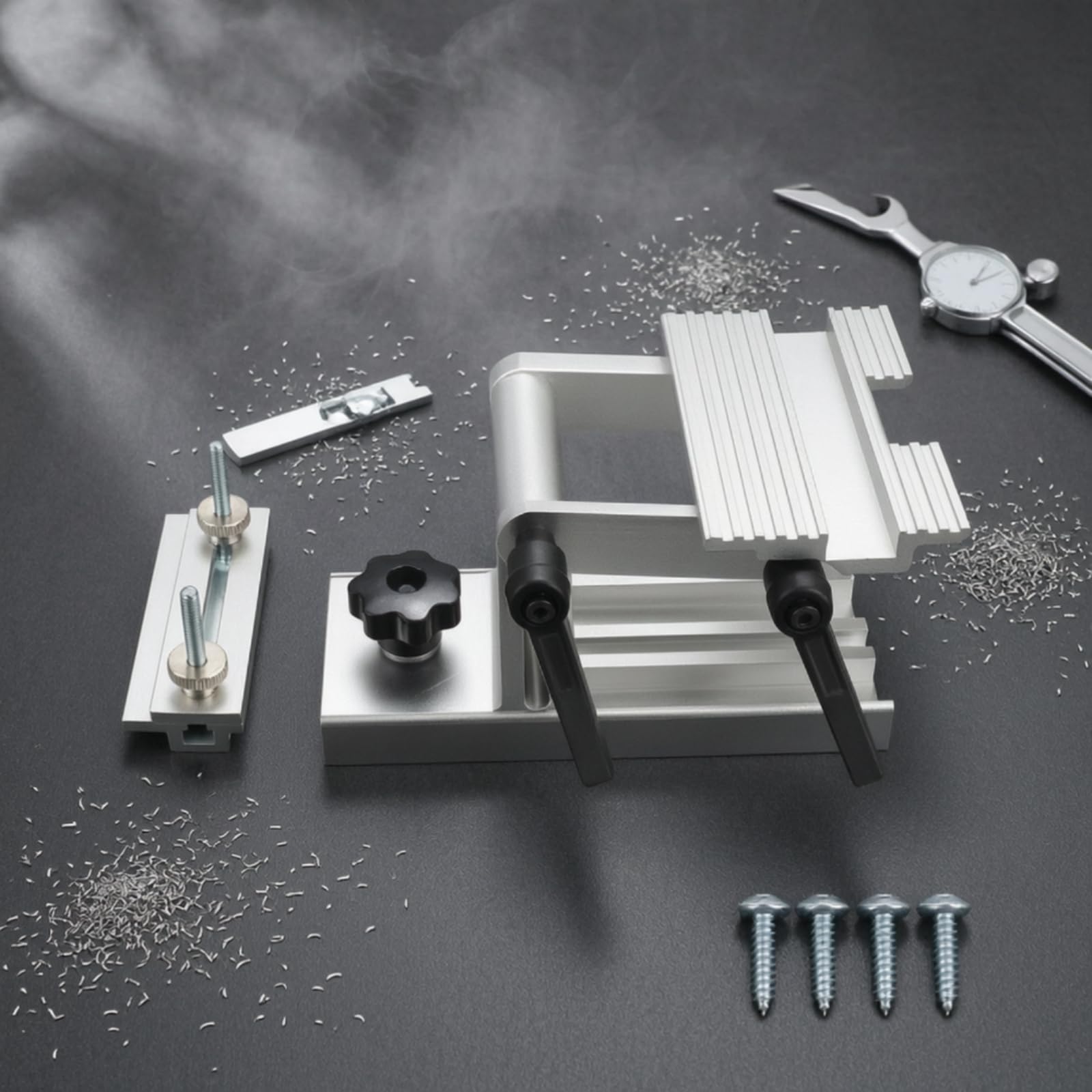 Qianly Dispositivo di Regolazione Dell'angolo’angolo Robusto Supporto Robusta Attrezzo per Arrotini, Garage, Argento