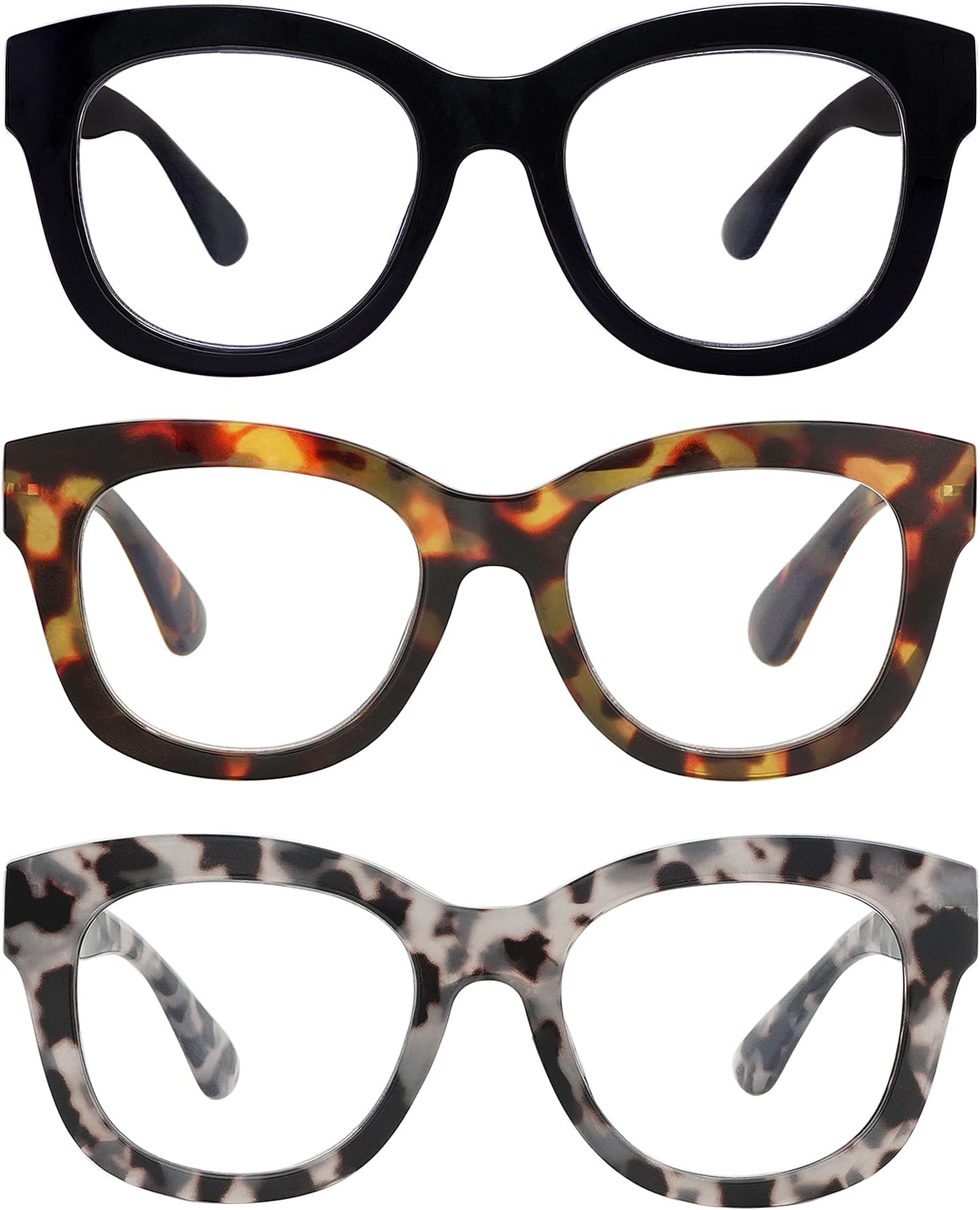 AMOMOMA Retro Oversized Reading Glasses for Women Blue Light Blocking Computer Readers Spring hinge AM6003