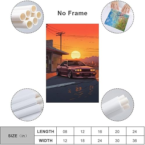 Miniatura 10 de Arte de pared Puesta de sol y JDM - Póster japonés de coche deportivo para decoración de interiores, pintura de pared, póster de arte de pared,