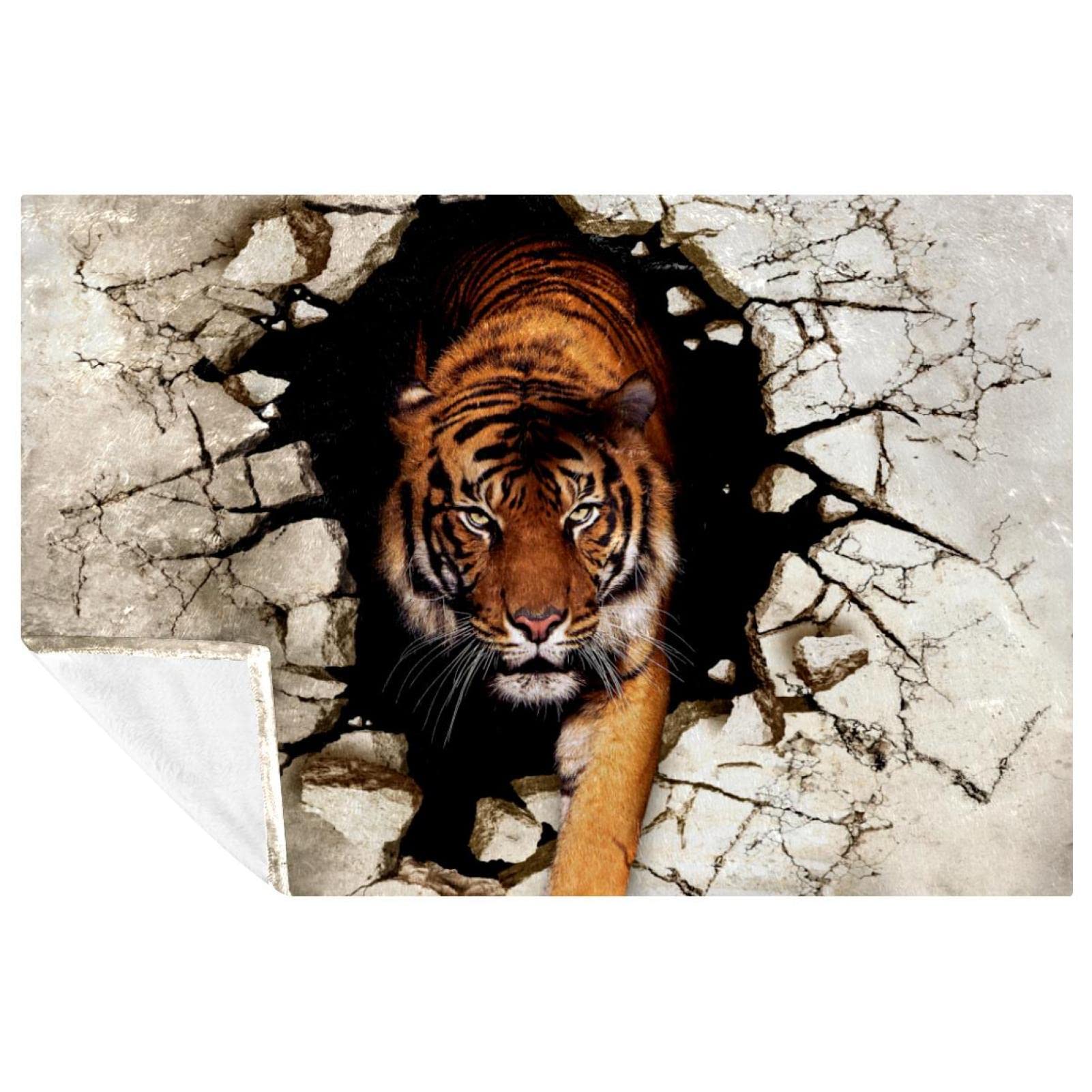 Couverture douce de pique-nique et camping motif tigre 150x100