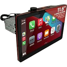JENSEN J5UP12 11.6-inch Top Mount Control Touchscreen Receiver with Certified Wireless Apple Carplay Android Auto | Single DIN Car Stereo with Bluetooth | Backup Camera Input | USB Playback & Charge