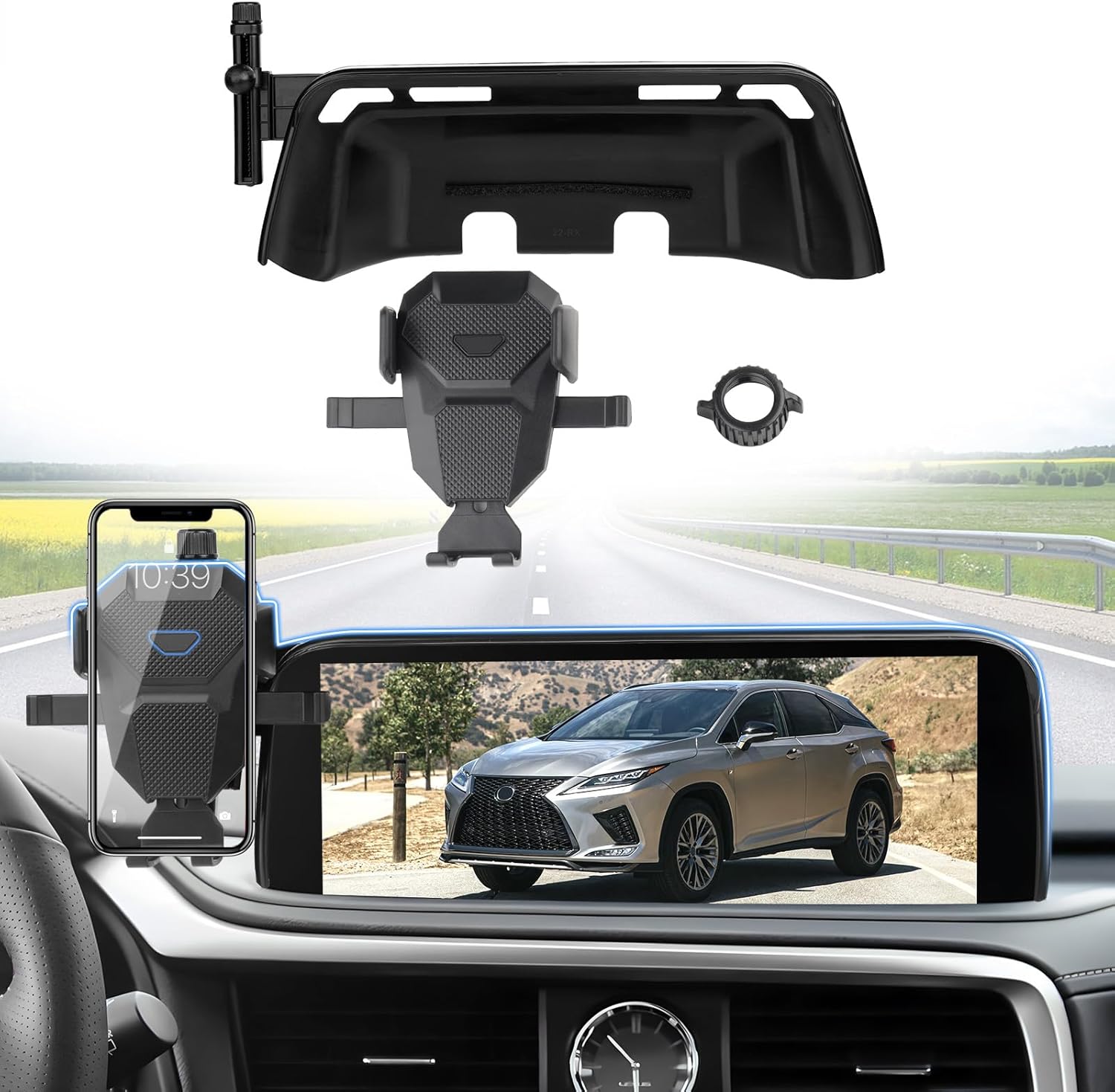Car Phone Holder for 2020 2021 2022 Lexus RX Accessories,Adjustable GPS RX Phone Mount for 12.3-inch Screen,Hands-Free Ultra Stable Phone Stand for All Phones 20-22 RX 12.3''