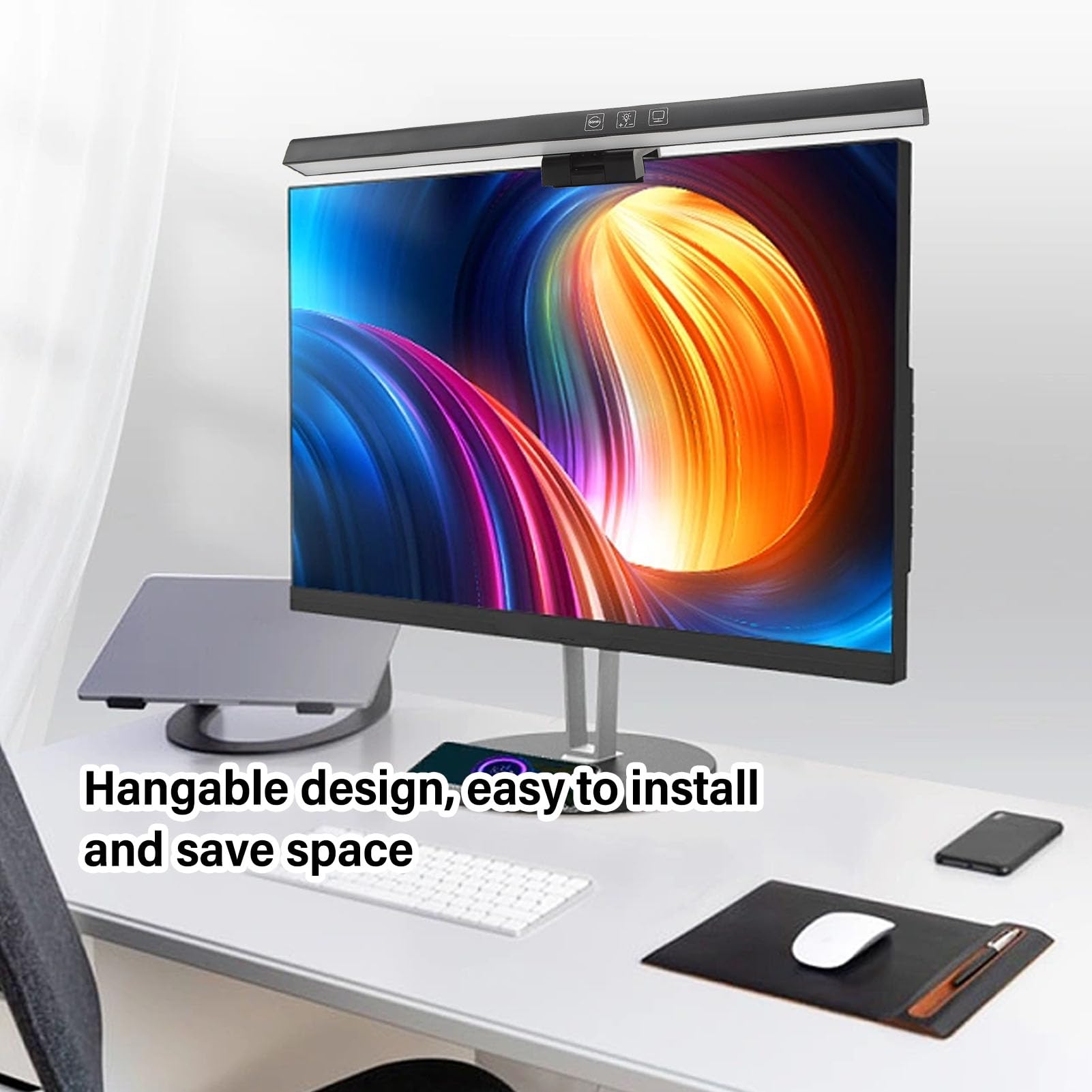 Computer Light, Black Laptop Monitor Light Bar Eye Care LED Computer Monitor Desk Lamp LED Screen Light Bar for Computer 33cm