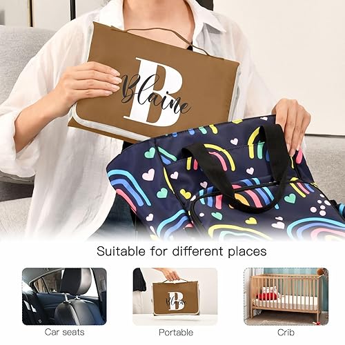 Miniatura 4 de Cambiador de pañales de bebé marrón para niños pequeños, tapete portátil para cambiar pañales con bolsillo de almacenamiento para aparador, viajes,