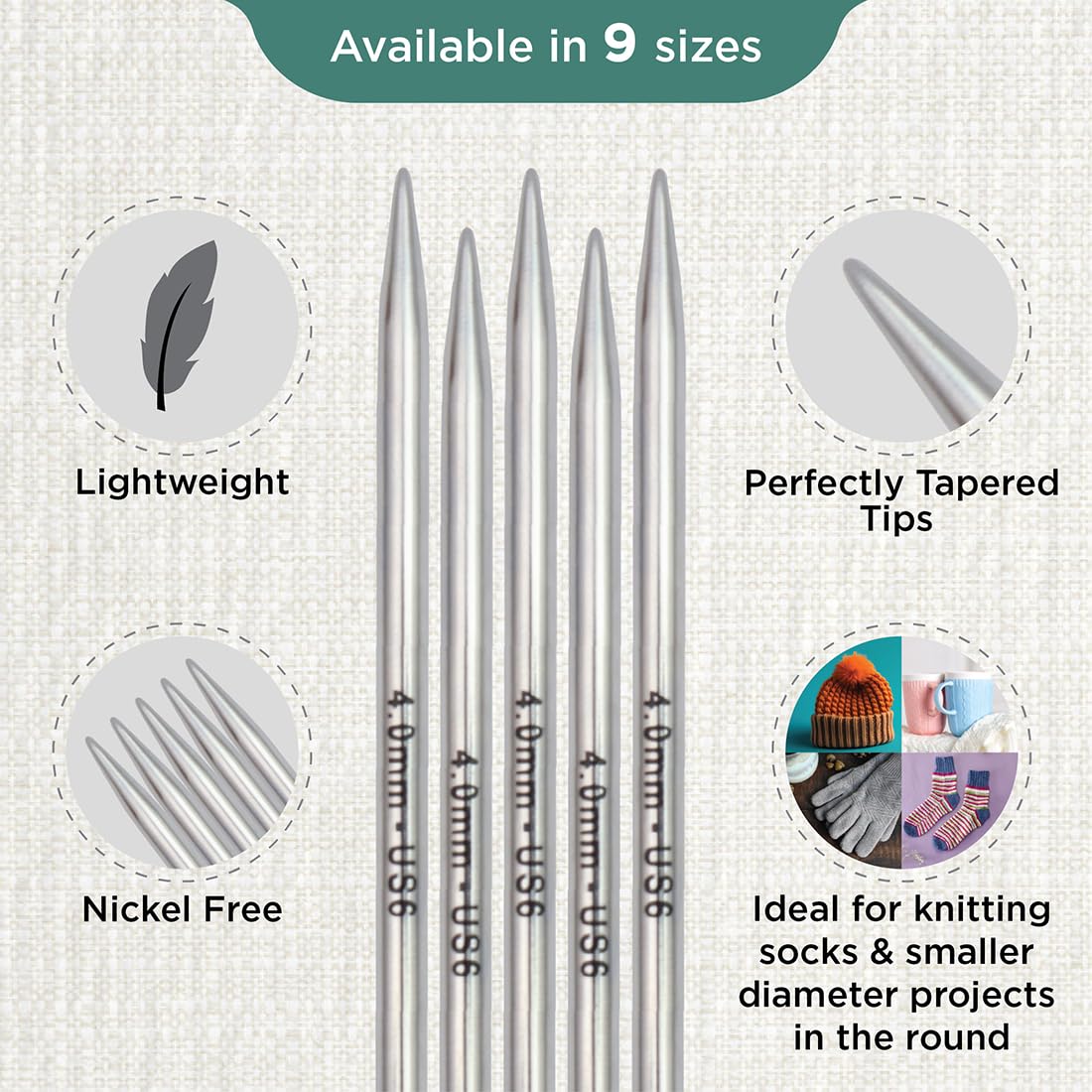 Knitpro - Knitpro nova metal (10 cm x 3,50 mm) sokkennaalden - 1 Stuk