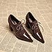 2025 Autumn New Pointed Toe Pumps High Heels Elegant Simple Fashion Women's Shoes Black Bandage Brogue British High Heel Chunky Heel Pumps (Wine, Adult, Women's, 8, Digital,US Shoe System, Medium(Medium))