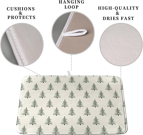 Vista 207 de Tapete de secado de platos con hojas de palma tropicales para encimera de cocina, 18 x 24 pulgadas, tapete de secado de cocina Monstera verde