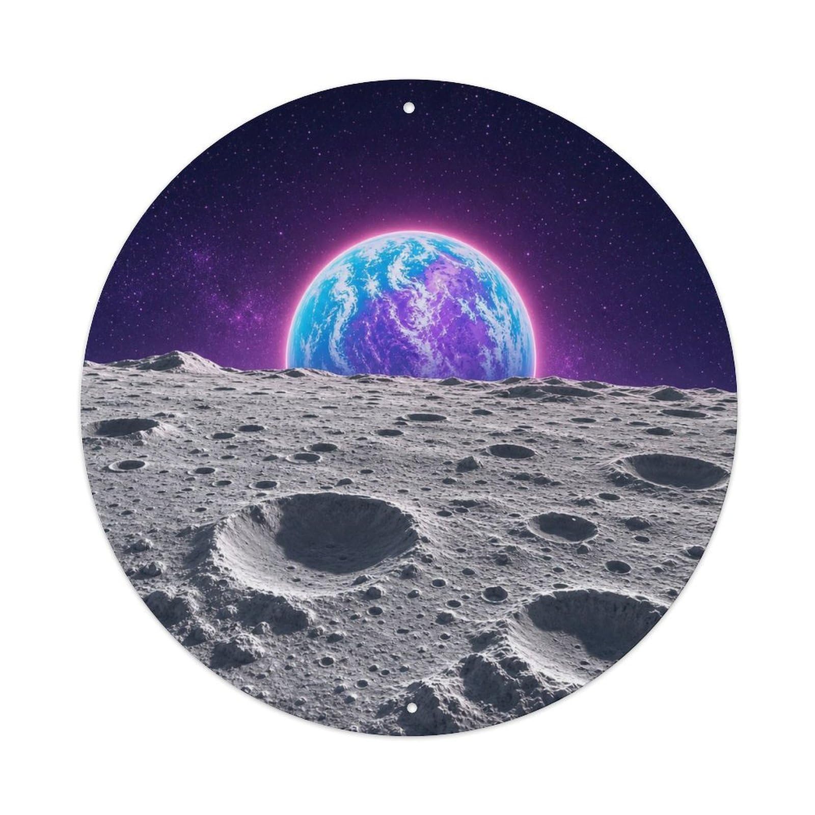 Space Exploration Solar System Moon Orbit Astronomy Metal Tin Sign