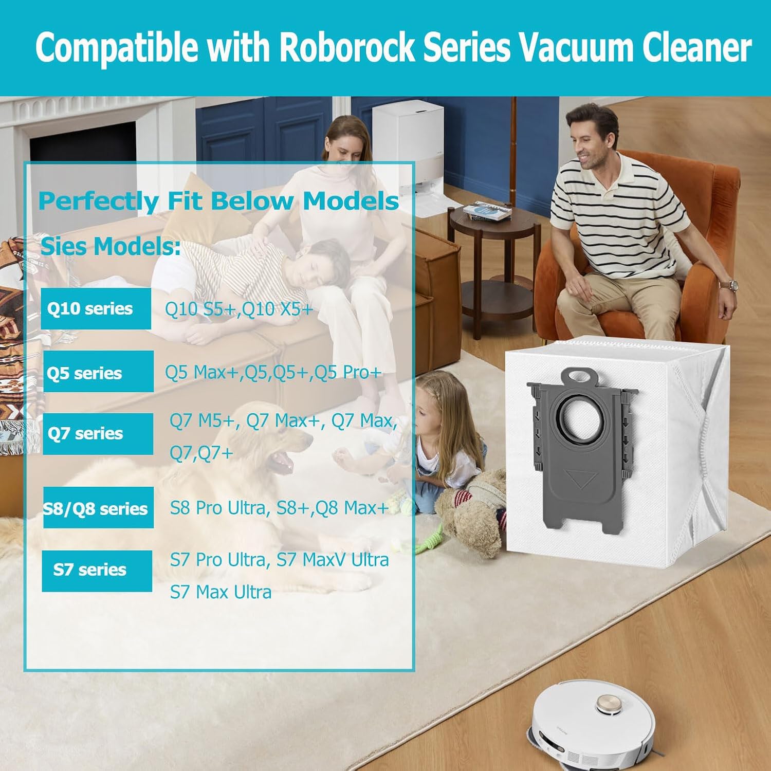 20 Pack Dust Bag Compatible with Roborock Q7 M5+, Q10 S5+/Q10 X5+, S8 Pro Ultra, S8+, Q7 Max+, Q8 Max+, Q5 Max+, Q5+, Q5 Pro+, S7 Max Ultra, S7 MaxV Ultra, Q7+ Vacuum Cleaner,3L Disposable Bag