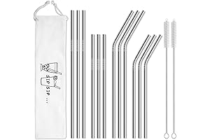Hiware 12-Pack Reusable Bendable Metal Straws for 30oz Yeti Tumbler