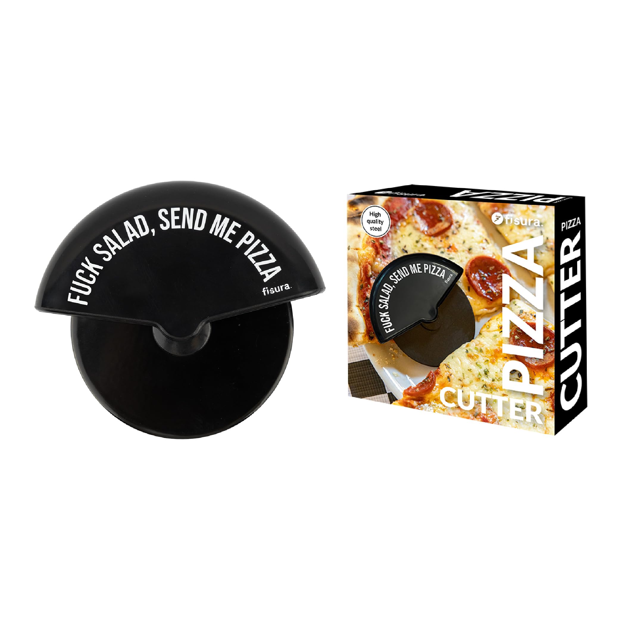 Fisura Salad - “F*Ck ” Pizza Cutter Wheel – Stainless Steel Pizza Slicer With Ergonomic Handle – Funny Kitchen Gadget & Original Gift