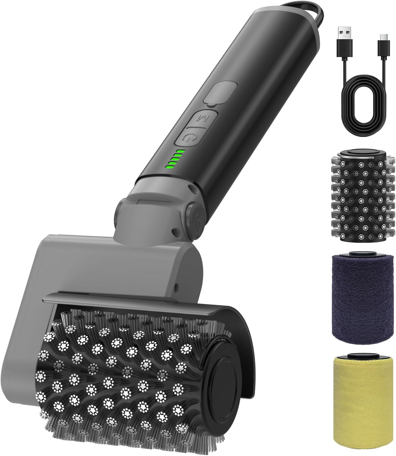 Electric Grill Brush, Rechargeable USB BBQ Grill Cleaner with 3-Speed & 3 Heads, 150+ Min Runtime, Waterproof & Heat Resistant, Cordless Rotary Grill Brush for Outdoor Barbecue Grates