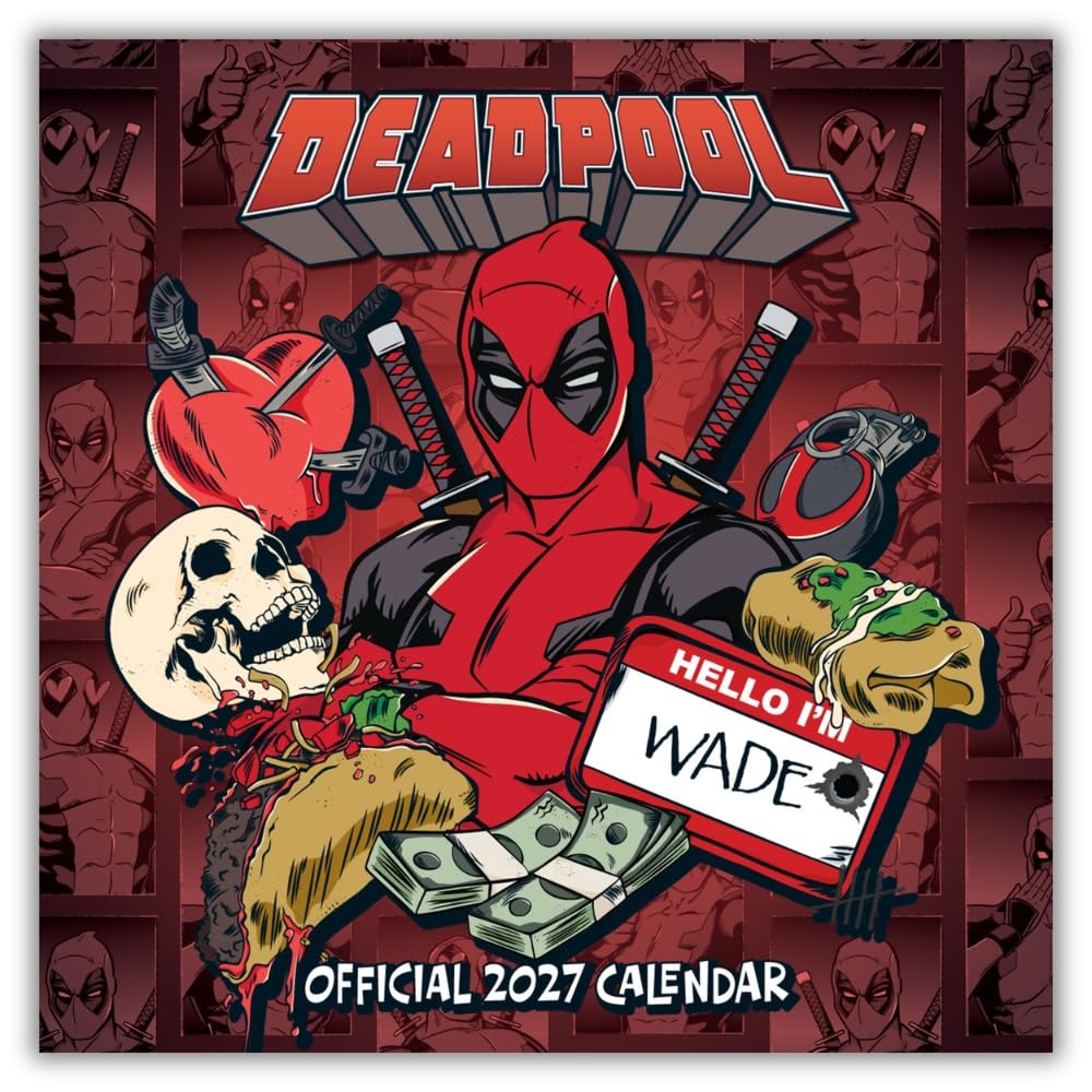 Marvel Deadpool 2027 Square Wall Calendar Official Licensed Marvel Calendar, Monthly Grid Layout, Iconic Deadpool Artwork & Irreverent Humour, Large Square Format, Gift for Deadpool Fans