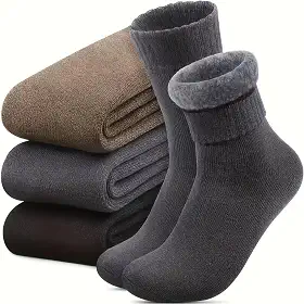 Kit 3 Meia Térmica Inverno Grossa Forrada Felpuda Unissex Cano Médio 36 ao 44