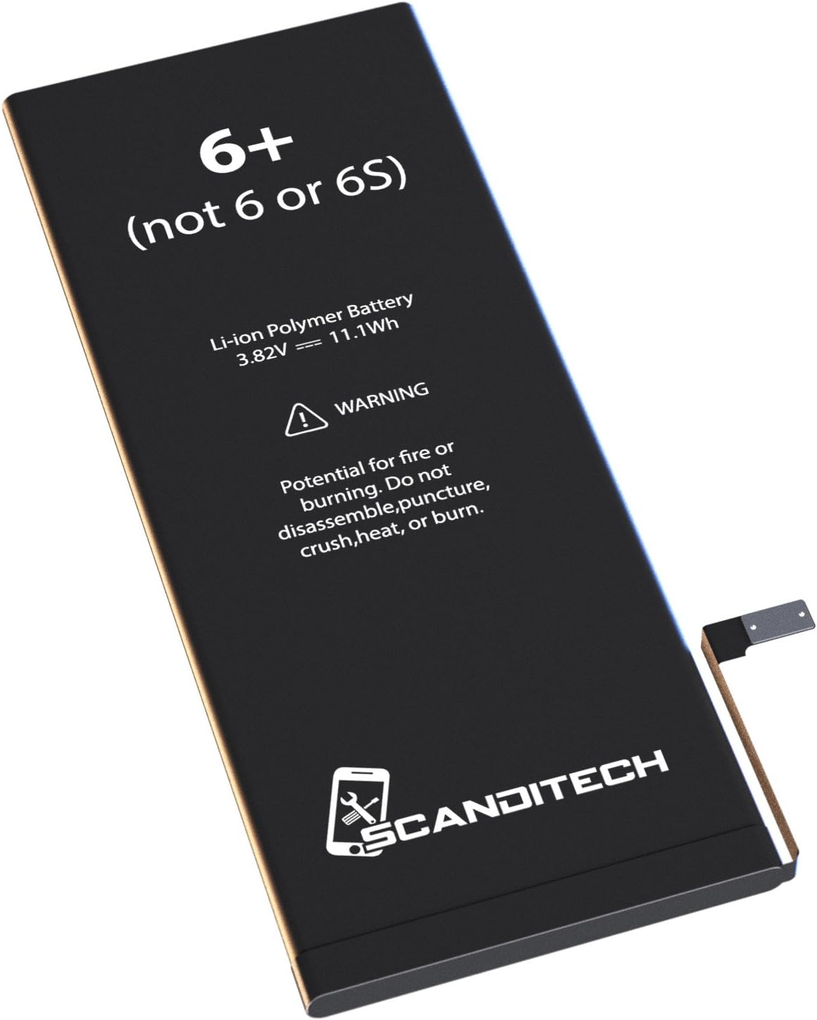 Battery Model iP6+ - Compatible with iPhone 6+ (not 6 or 6S+) - with Adhesive & Instructions (no Tools) - New 2915 mAh 0 Cycle Replacement Battery - 1-Year Warranty