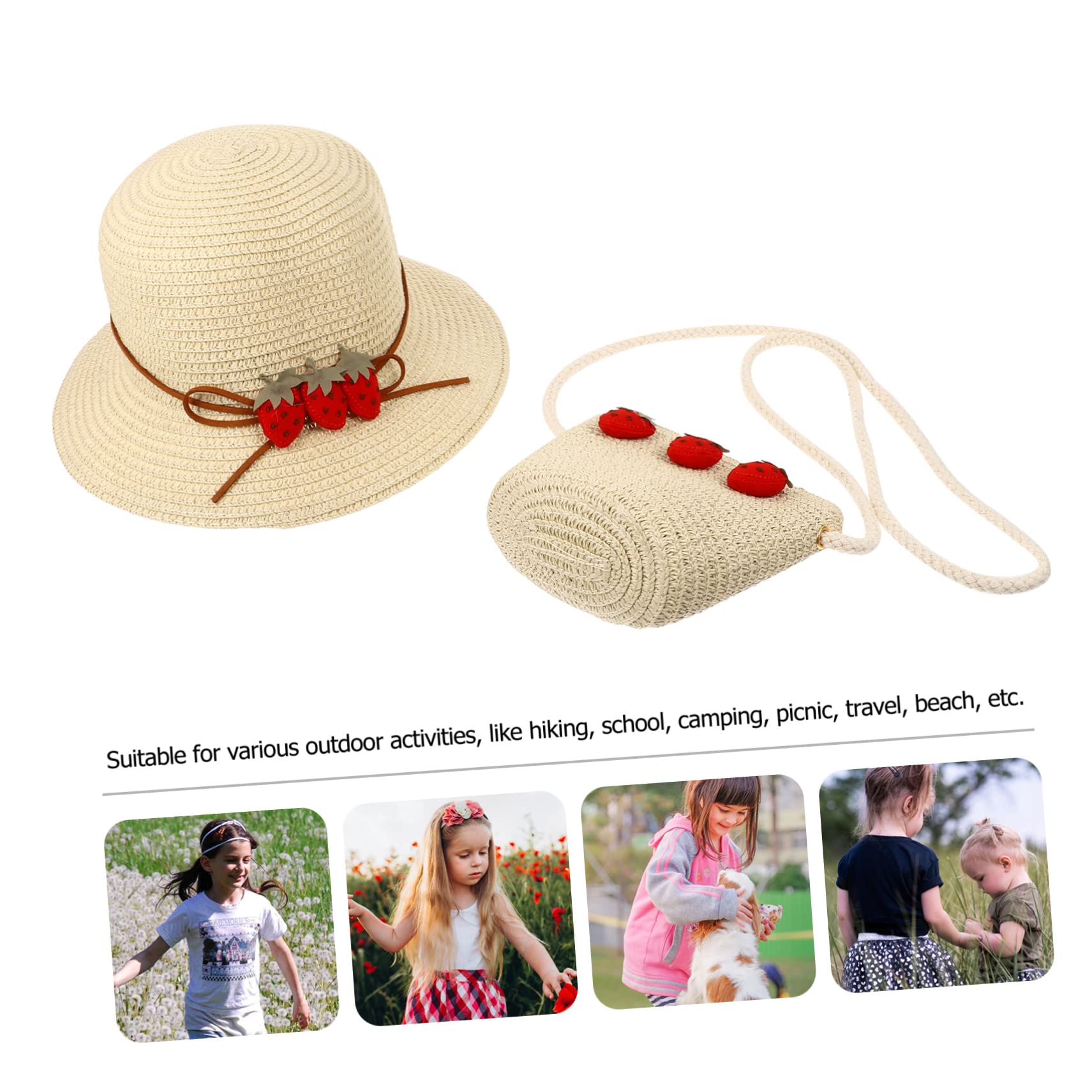 Veemoon Sombrero De Protección Solar De Fresa para Mujer Tejido Al Hombro para Verano con ala Ancha De para Color Caqui