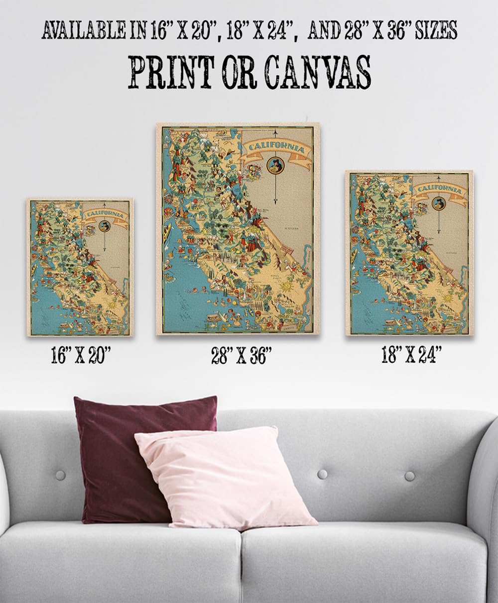 Amazon.com: California Illustrated Map 18x24 Unframed Print