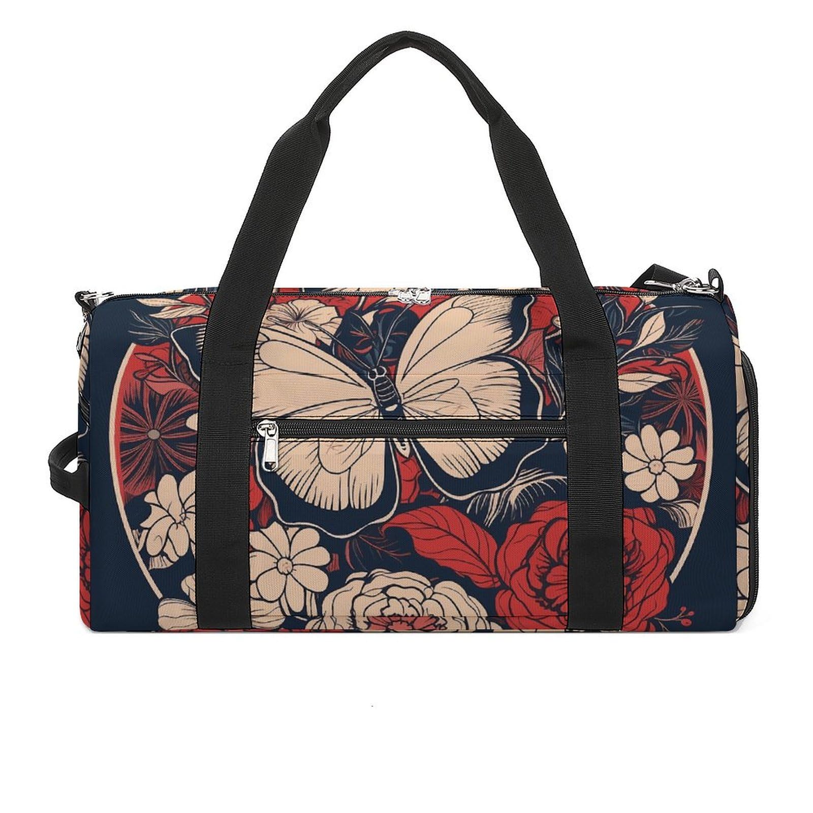 Sporttasche für Damen und Herren, mit Schuh- und Nassfach, Reisetasche, Kunstblume mit weißer Wochenendtasche, Handgepäcktasche für Schwimmen, Fitness, Workout, Sport, Seesack, Stil 2, Einheitsgröße,