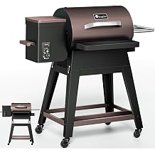 KingChii Wood Pellet Grill & Smoker with Detachable Body and Legs, 485 Sq. In. Cooking Area, Portable BBQ Grill for Outdoor Patio, Easy to Move & Compact Storage, Up to 425F, Brown