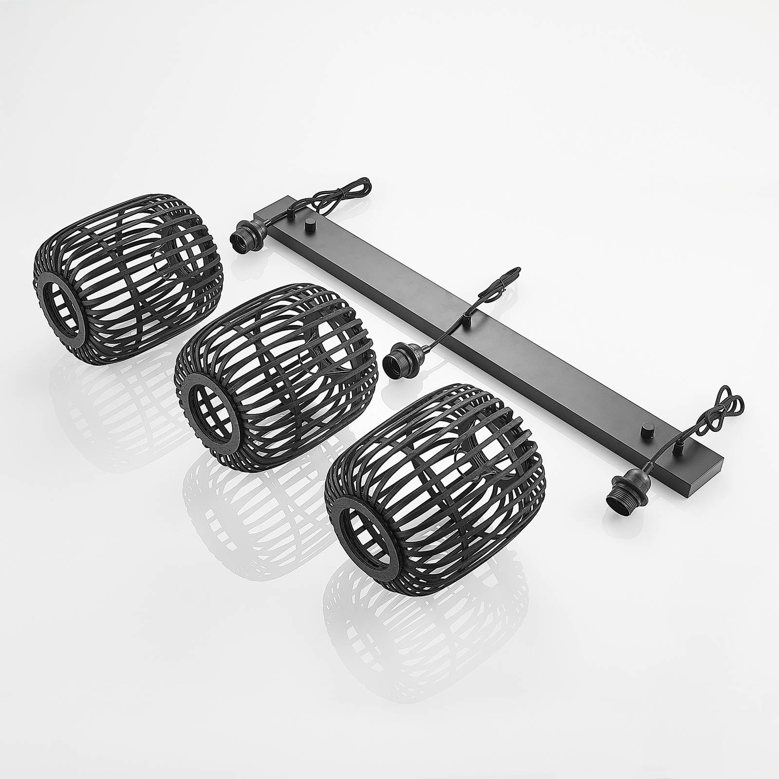 Lámpara colgante 'Canyana' (Tradicional) en Negro hecho de Madera e.o. para Salón & Comedor (3 llamas, E27) de Lindby | lámpara colgante de madera, lámpara colgante, lámpara, lámpara de techo, lámpara