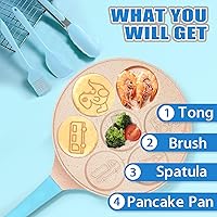Vista 2 de Sartén de dinosaurio para huevos de 7 tazas, sartén para tortitas para niños, antiadherente, cocina, autos, camiones, molde para panqueques, molde