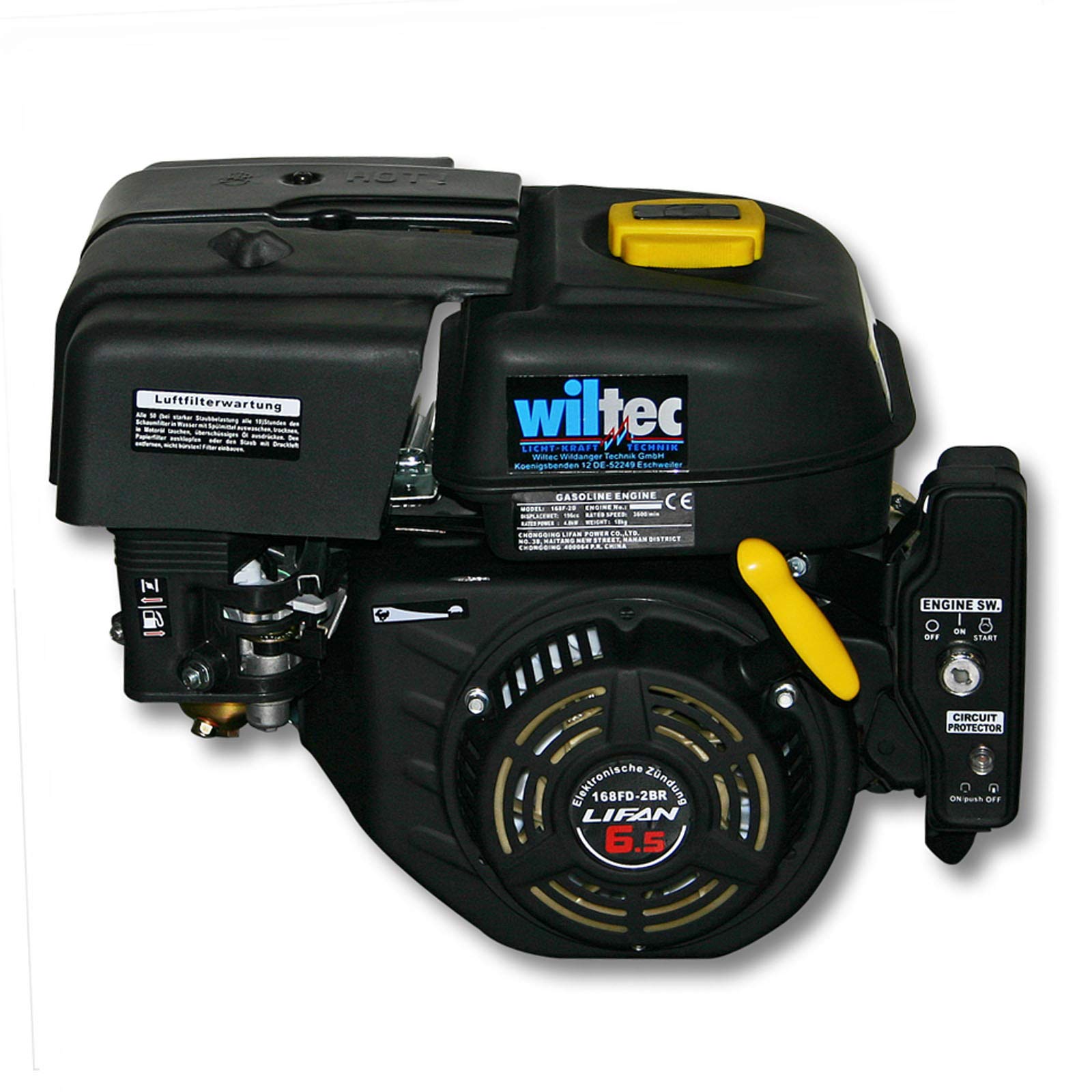 Motor de gasolina LIFAN 168 4,8kW (6,5PS) con embrague en baño de aceite y E-Start