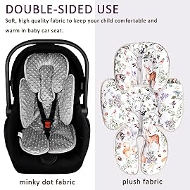 2 in 1 Infant Car Seat Insert, Car Seat Head Support Baby Girls Boys, Soft Newborn Carseat Insert Cushion, Perfect for Carseats, Strollers, Swings (Gray Animals)