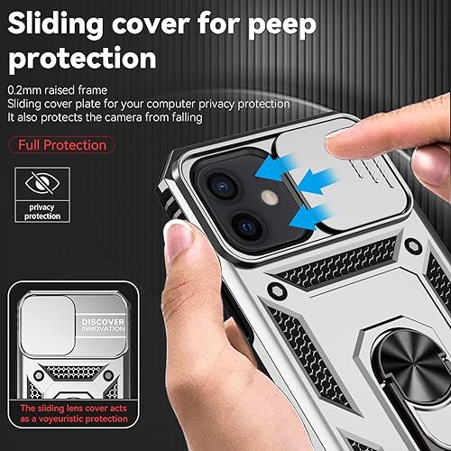Miniatura 4 de Funda para iPhone 12 Mini con cubierta para lente de cámara, protector de pantalla HD, doble capa de protección contra caídas de grado militar,