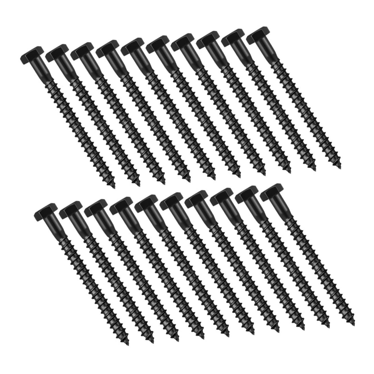 Veemoon Lot de 20 Tire-fonds Noirs en Acier Carbone Tête Carrée Unique, Filetage M8, pour Construction Bois et Réparations Maintien Sécurisé et Polyvalent