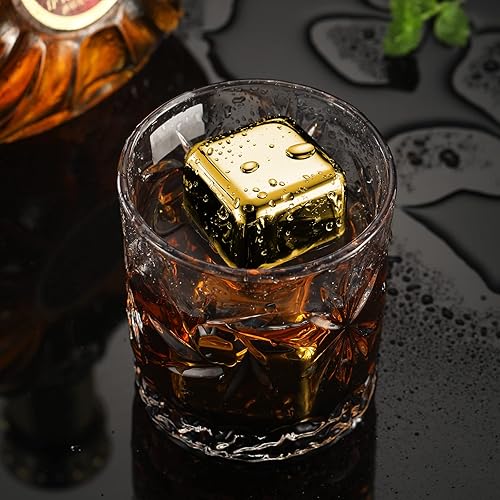 Miniatura 7 de Juego de 2 piedras de whisky grandes de 64 cm (4 cu in)  Juego de regalo para hombre  Cubos de esferas de hielo de metal reutilizables de acero