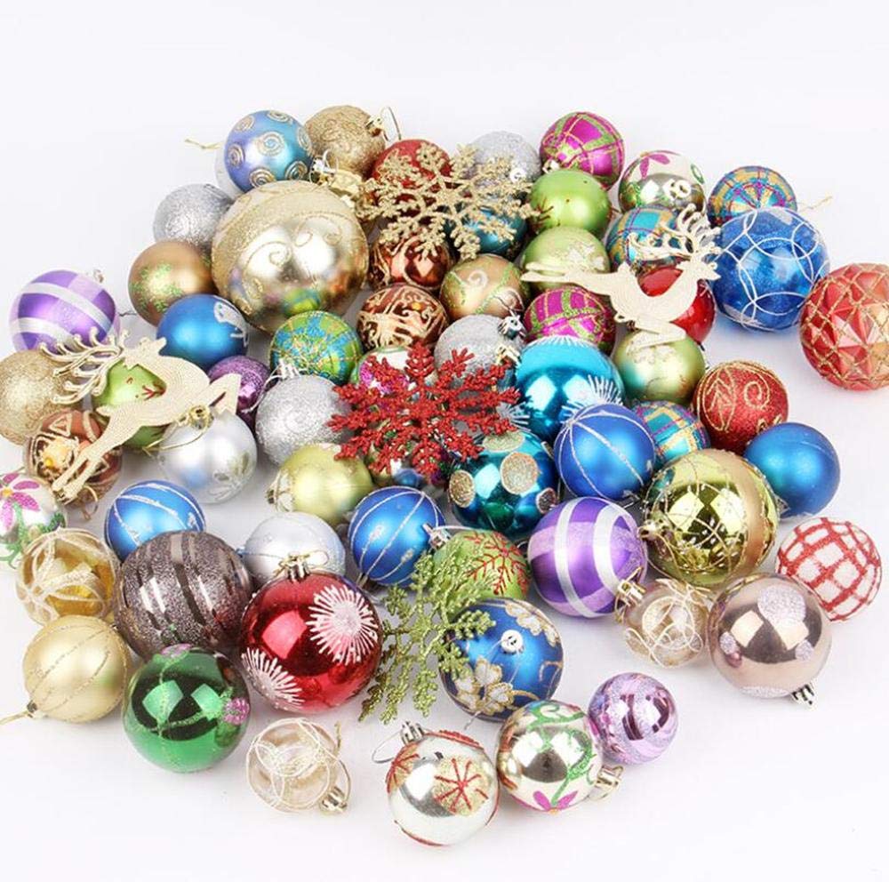 Palline di Natale in plastica da appendere, palline colorate, infrangibili, per decorazioni per feste di nozze, 60-70 pezzi