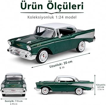 MOTORMAX 1:24 1957 Chevy Bel Air Die-Cast Metal Model Araba, Koleksiyonluk Klasik Amerikan Otomobili MM-73228