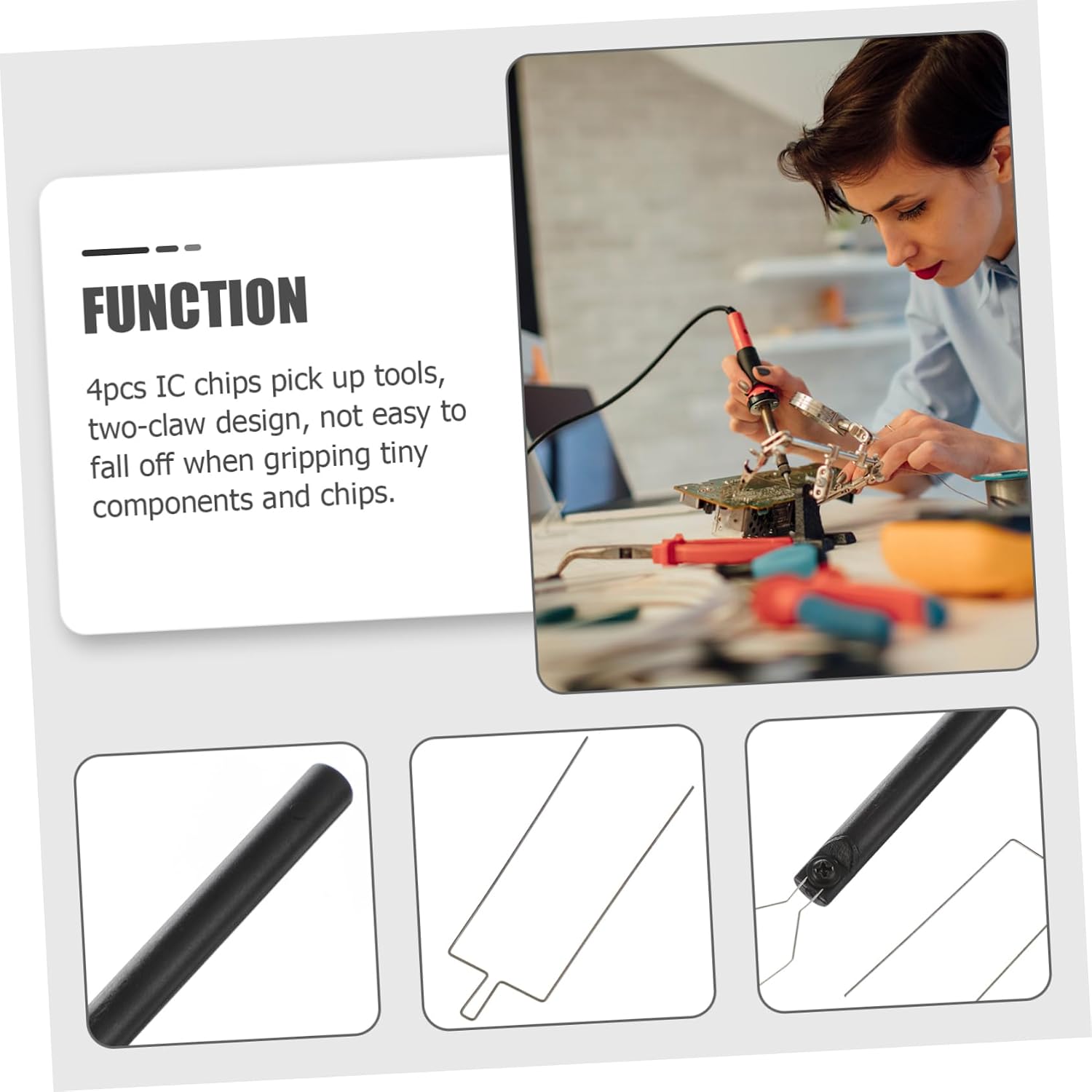 NUOBESTY Ic Chip Extraction Tool Set Pin Extractor Electronic Component Grabber Ic Puller Tool