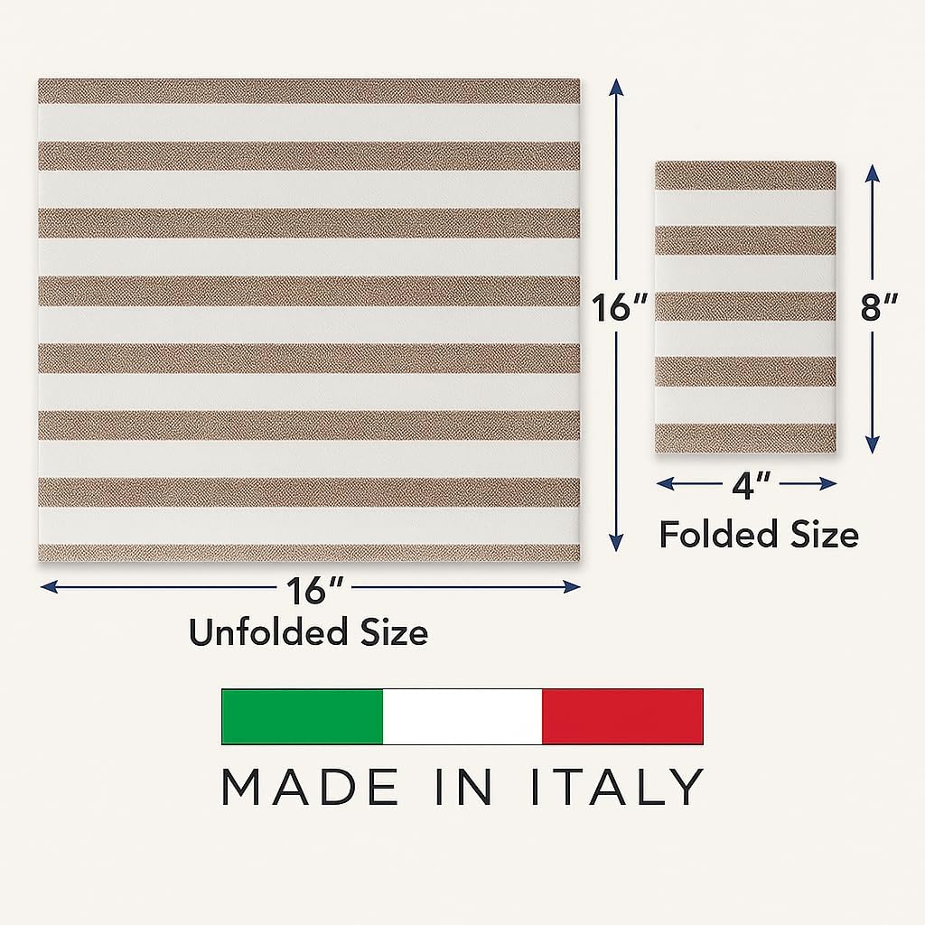 Made in Italy Linen-Feel Disposable Guest Towels - Premium Airlaid Cloth-Like Bathroom Napkins, Soft & Absorbent Luxury Hand Towels, Elegant Striped Dinner Napkins for Parties