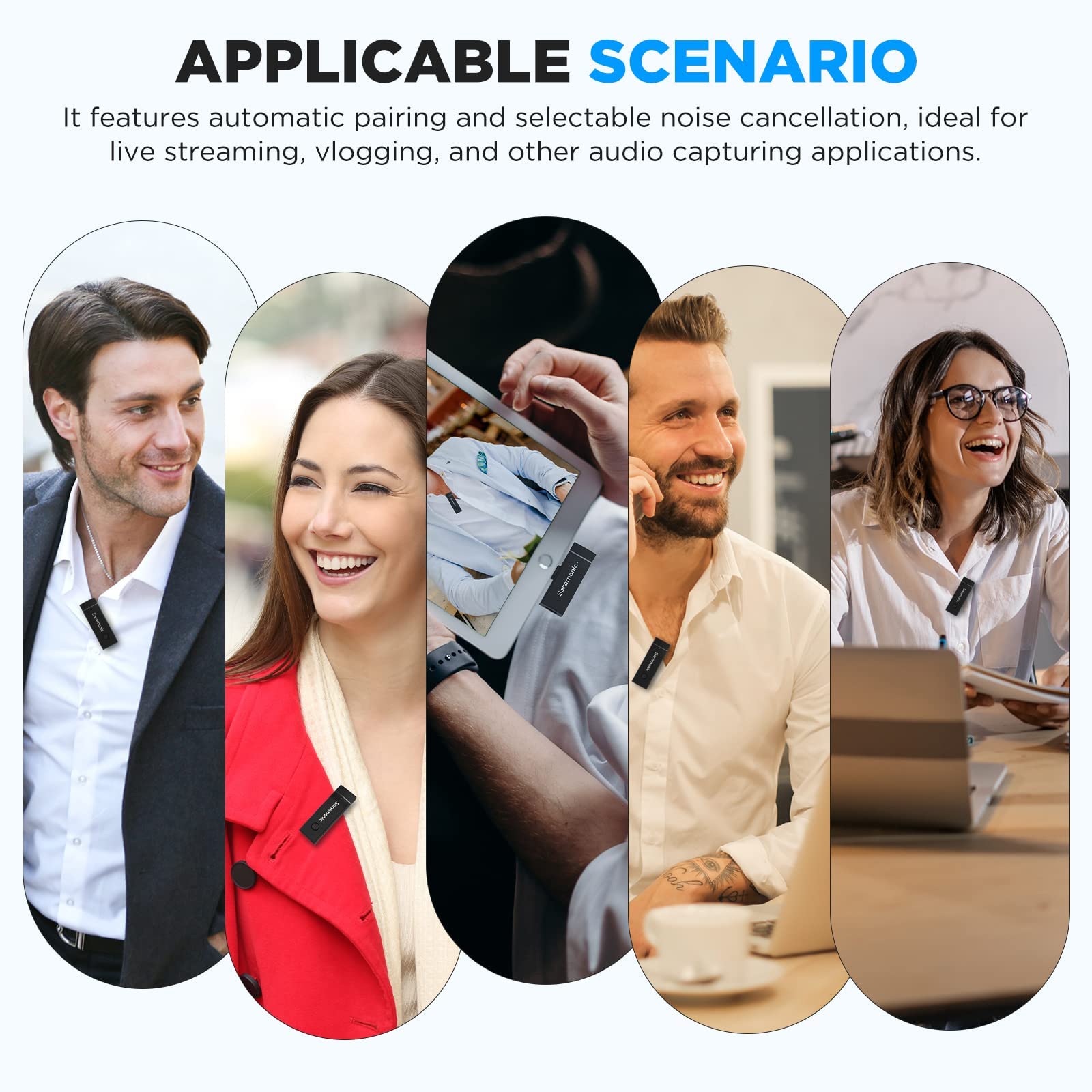 Saramonic Micrófono inalámbrico para iPhone, Blink GO-D1 Micrófono inalámbrico Lavalier de Solapa con 2 Clips en el micrófono de iPhone para iPhone/iPad Dispositivos Lightning