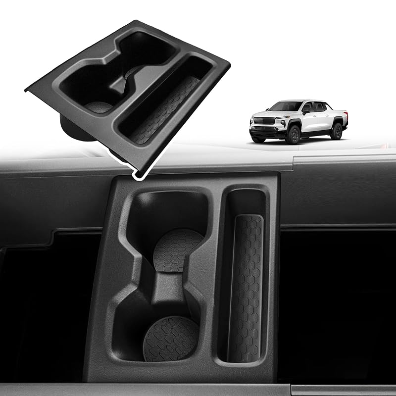 Inserto para porta-copos do console central BestEvMod compatível com Chevy Silverado EV WT 2024 a 2026, 1 unidade