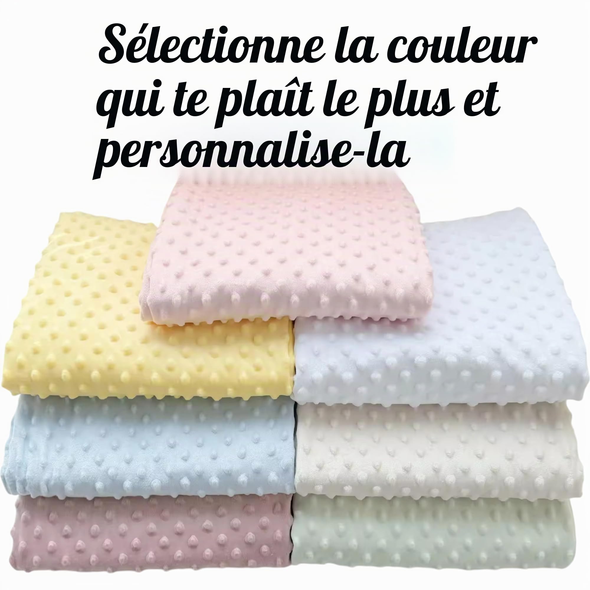 variouss Couverture Bébé Personnalisée + Dou-Dou avec Nom Brodé pour Baptême, Nouveau Né, Baby Shower.